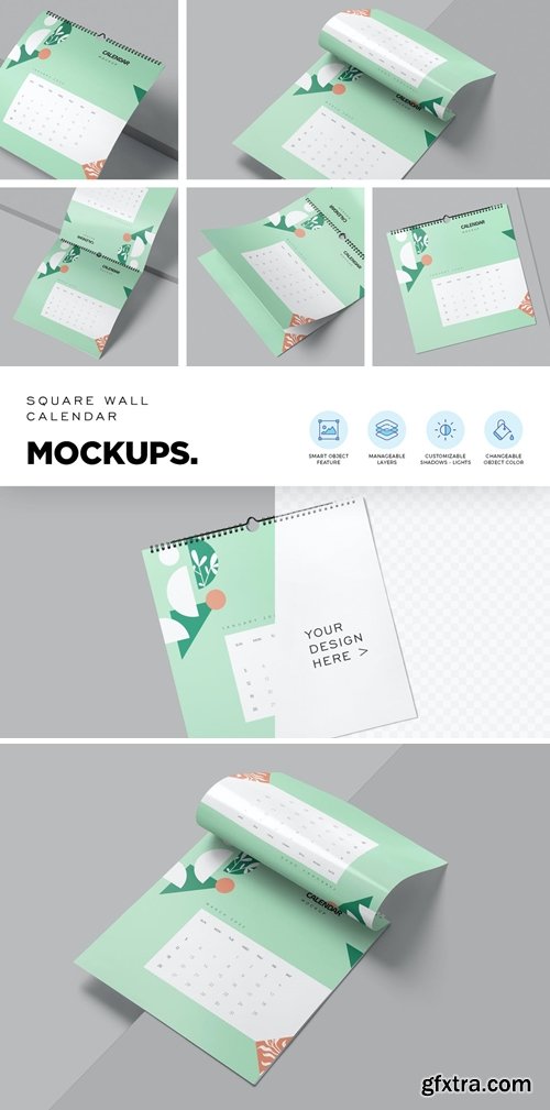 Square Wall Calendar Mockups