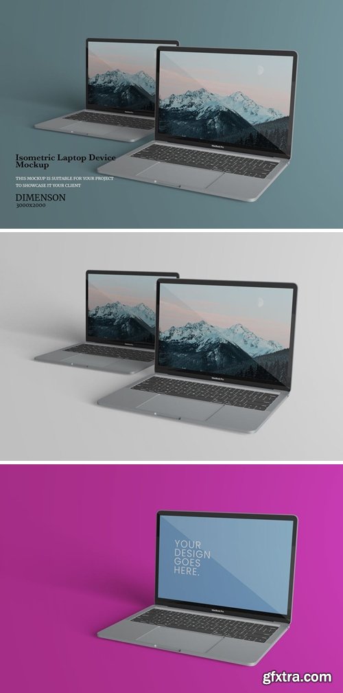 Isometric Laptop Device - Mockup