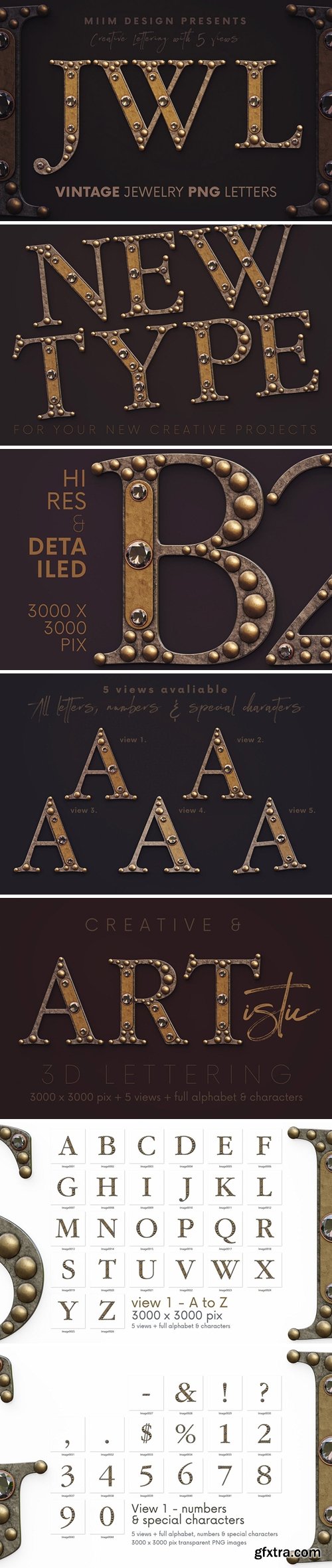 Vintage Jewelry 3D Alphabet