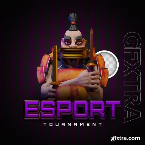 Esports tournament banner 3d illustration psd