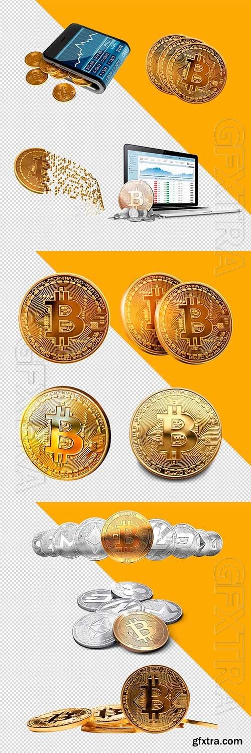 3D Bitcoin psd templates