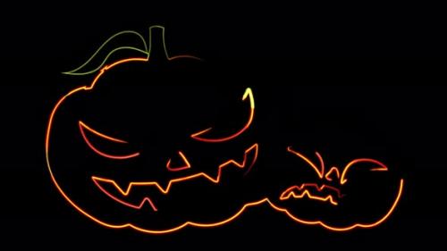 Videohive - Abstract seamless 4K animation of neon lines Halloween animation on black background - 36244261 - 36244261