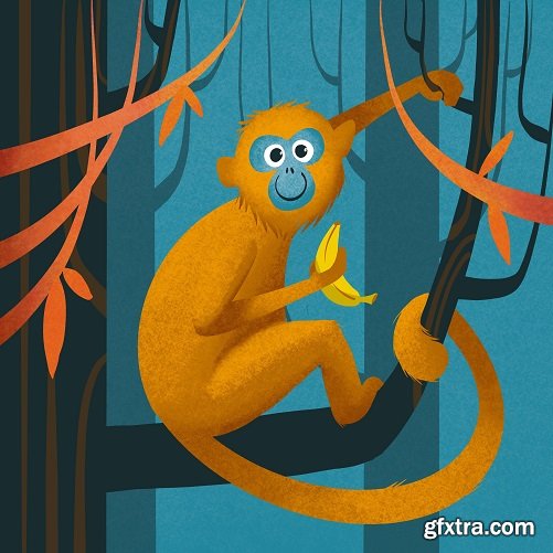 Procreate Jungle Vibes - Fun Monkey in The Wild TWO FREE BRUSHES