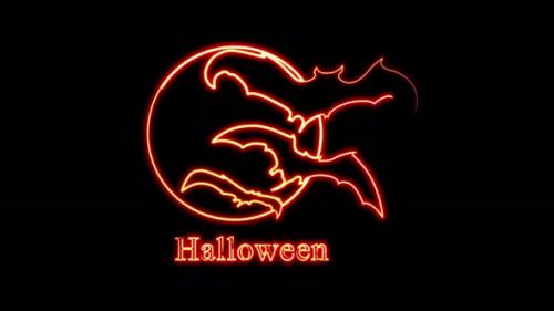Videohive - Happy Halloween neon text flashing motion graphic, 4k, loop animation - 36244529 - 36244529