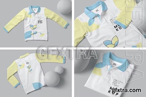 Girl Full Sleeve Polo Shirt Mockups Q5E9K7K