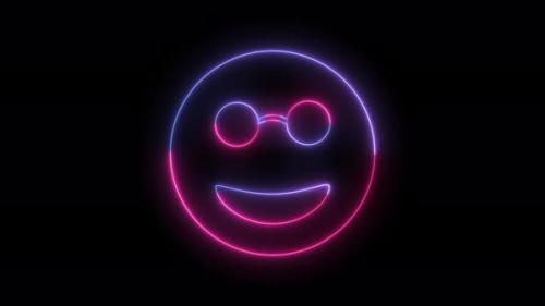 Videohive - Neon Glowing Smile With Glasses - 36262801 - 36262801