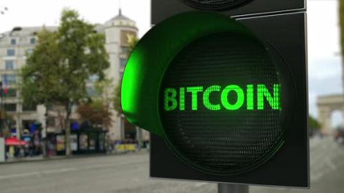 Videohive - Bitcoin Word on Green Traffic Light Signal - 36263225 - 36263225