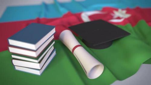 Videohive - Graduation Cap and Diploma on the Azerbaijani Flag - 36263228 - 36263228