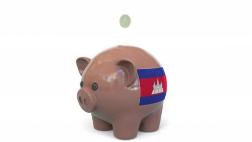 Videohive - Putting Money Into Piggy Bank with Flag of Cambodia - 36263235 - 36263235