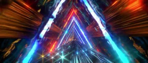 Videohive - Blue Gold Triangle Tunnel Flight Loop Motion Background - 36264739 - 36264739