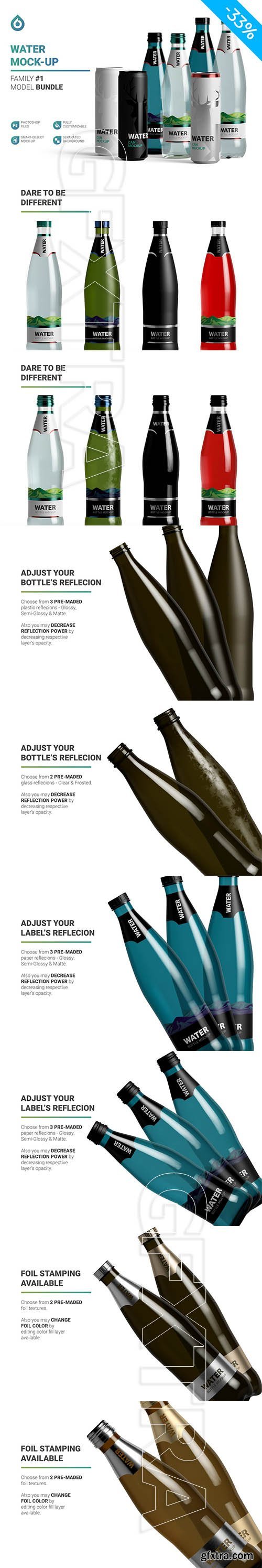CreativeMarket - Water Bottles & Can Mockup 5789796