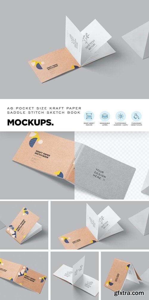 A6 Landscape Sketchbook Mockups