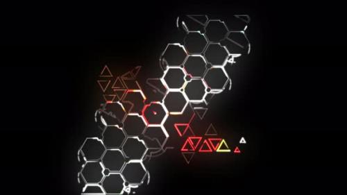 Videohive - Abstract seamless honeycomb graphics. 4k video animation. Video animation of glowing neon - 36244583 - 36244583