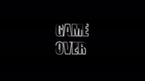 Videohive - Game over neon letters glowing on a black background screensaver. White neon text - 36244634 - 36244634