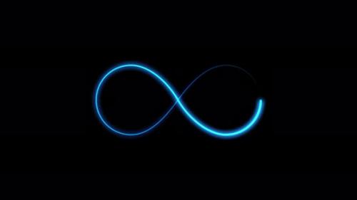 Videohive - Animated infinity symbol with blue glow. Abstract Neon Glowing Infinity. On a black background. - 36244674 - 36244674