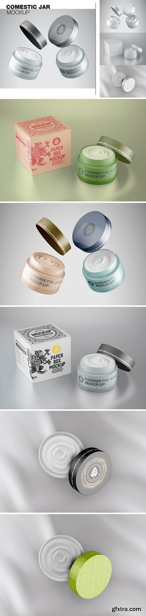 Cream Cosmetic Jar with Box Mockup