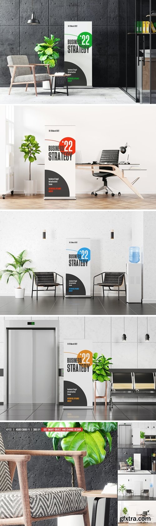 Advertising Interior Roll Up Banner Mockup