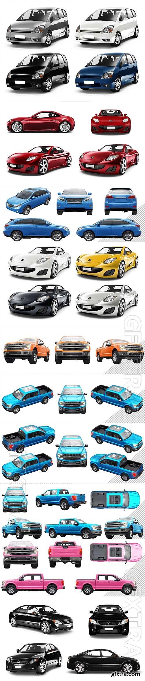 Three dimensional image of car in psd