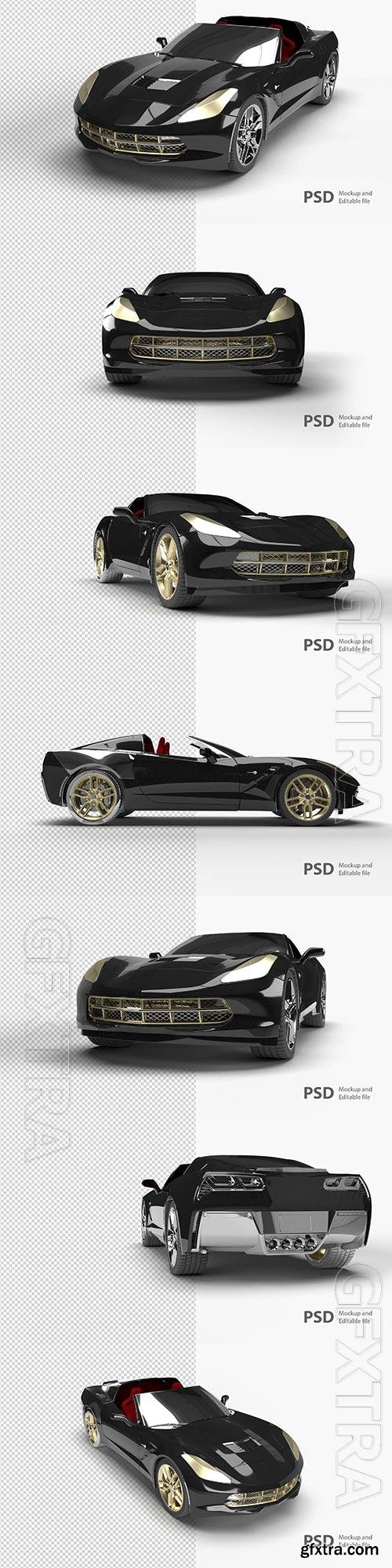 Psd close up on 3d automotive car isolated