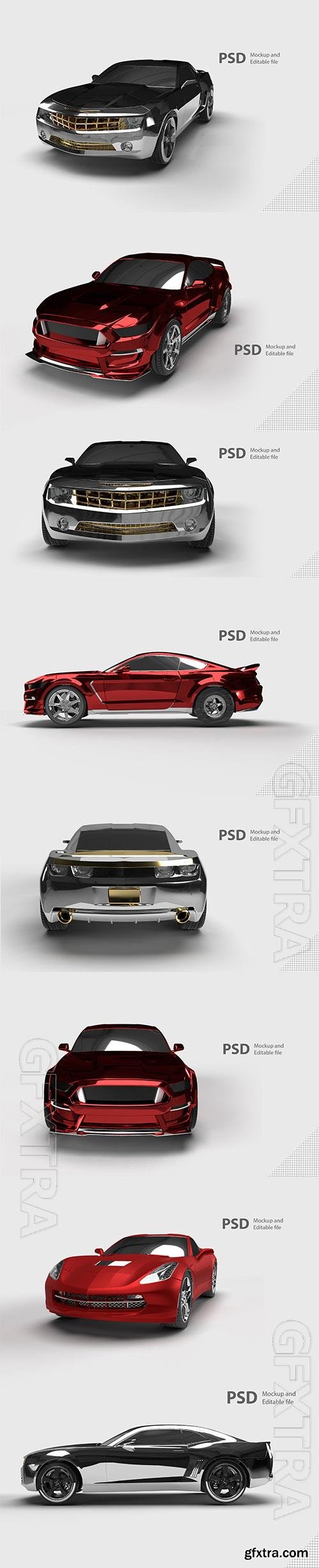 Close up on car isolated in psd