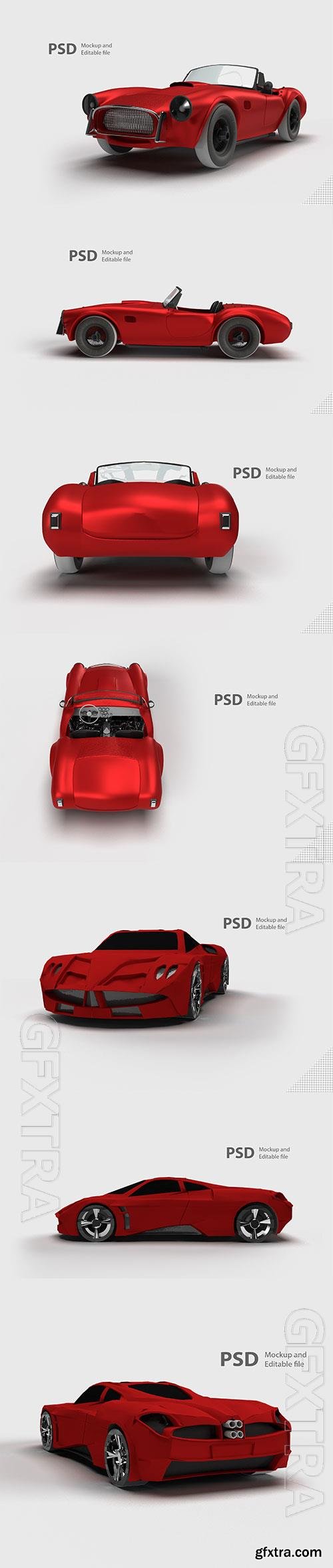 Red car isolated in psd