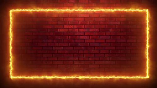 Videohive - Fire burning frame with seamless bricks wall - 36260808 - 36260808