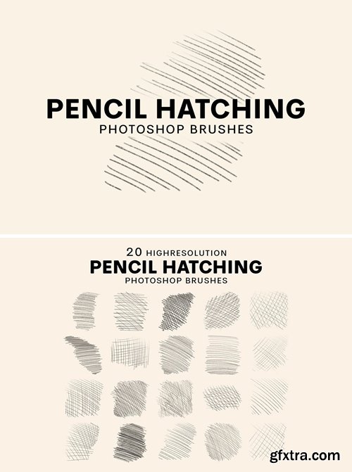 20 Pencil Hatching Photoshop Brushes V2