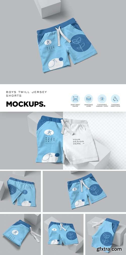 Boys Twill Jersey Shorts Mockups