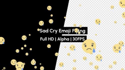 Videohive - Sad Cry Face React Emoji Flying with Alpha - 36276803 - 36276803