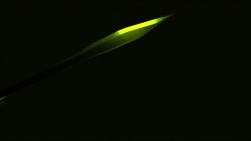 Videohive - A medieval sword of green color flying against black backdrop - 36277976 - 36277976