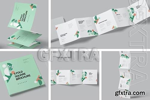 5 Accordion Square Flyer Mockups 2TF6UVB