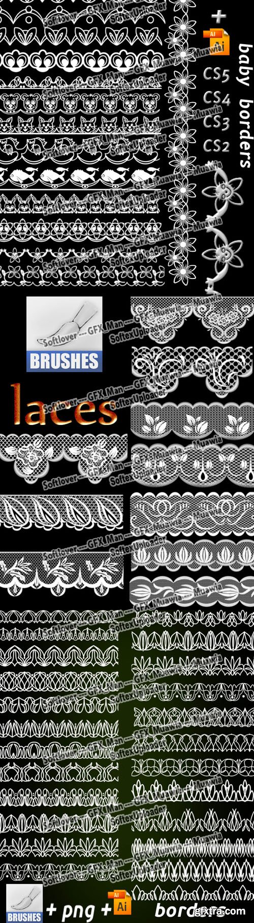 Borders & Laces Brushes Collection for Photoshop & Illustrator