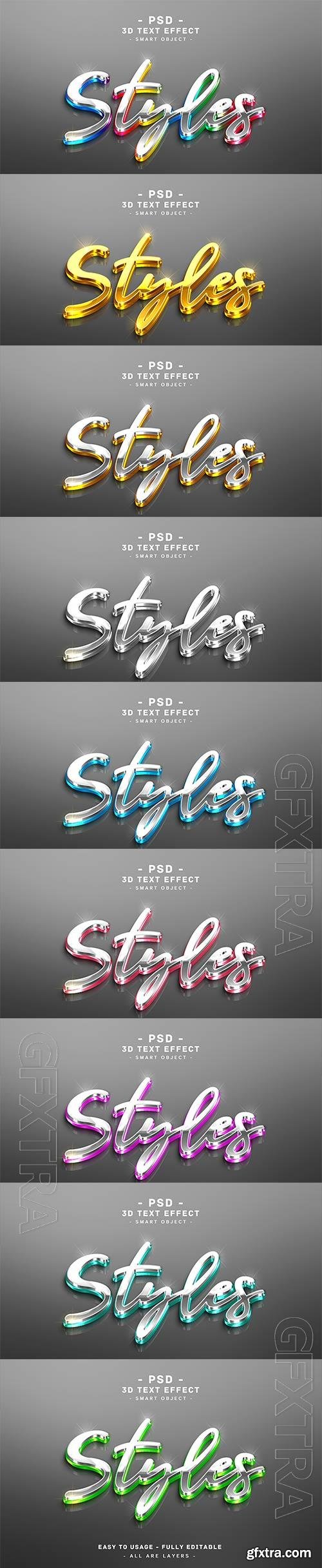 Metalic text effect 3d silver golden mirror style psd