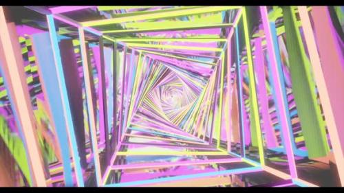 Videohive - Abstract seamless geometric background. Looped animation. Glowing neon tunnel. - 36268001 - 36268001