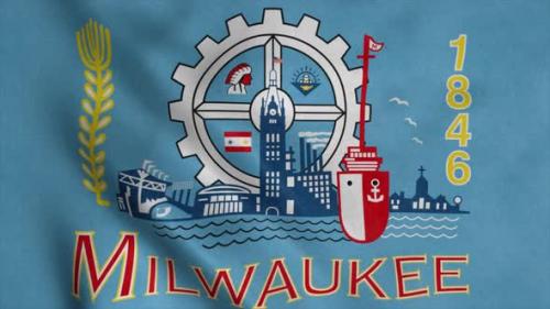 Videohive - Milwaukee City Wisconsin Flag Waving in Wind - 36274853 - 36274853