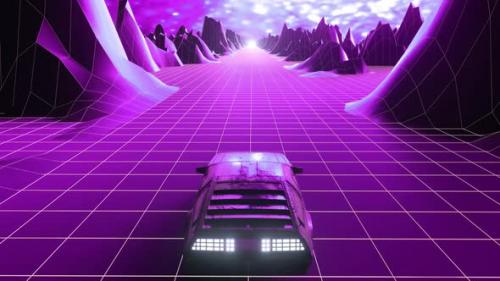 Videohive - Retrowave 80s Style Scifi Car Background - 36274872 - 36274872