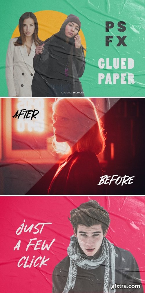 Glued paper photo effect