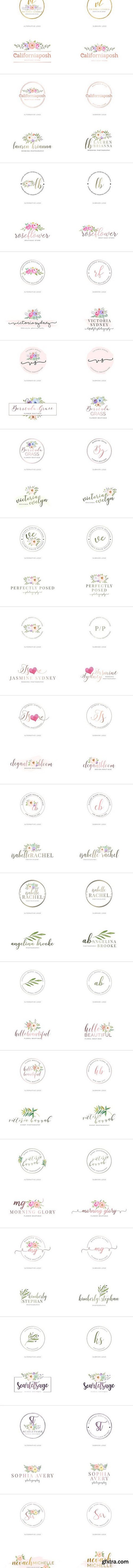 Watercolor Premade Branding Logo Kit