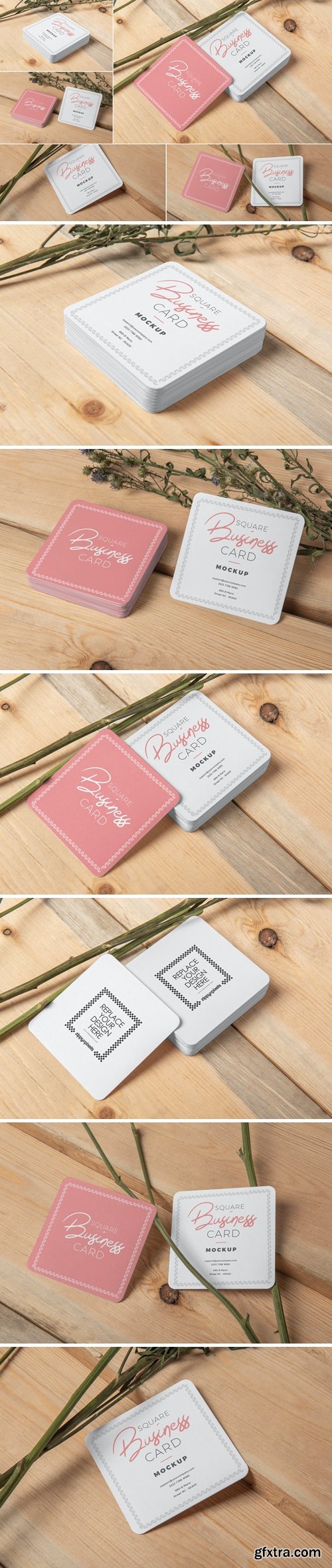 Square Business Card Mockups