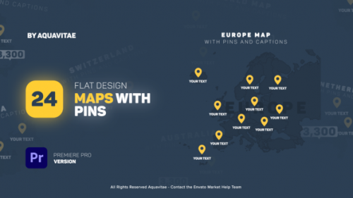 Videohive - Flat Design Maps With Pins for Premiere Pro - 36295156 - 36295156