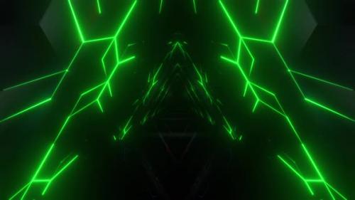 Videohive - 4k Abstract Green Neon Lights Tunnels - 36271090 - 36271090