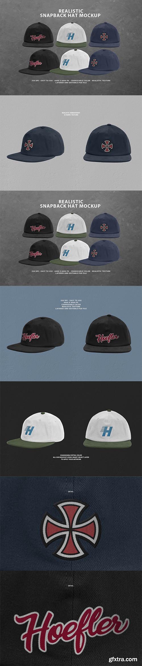 CreativeMarket - Realistic Snapback Hat Mockup 6255472