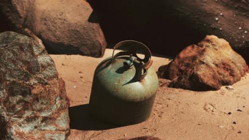 Videohive - Old Cooking Gas Cylinder on Sand Beach - 36336681 - 36336681
