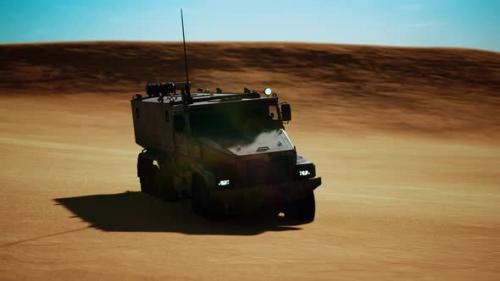 Videohive - Armoured Military Truck in Desert - 36343183 - 36343183