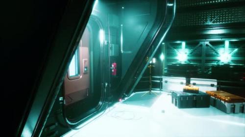 Videohive - Futuristic Interior of Spaceship Corridor with Light - 36343284 - 36343284