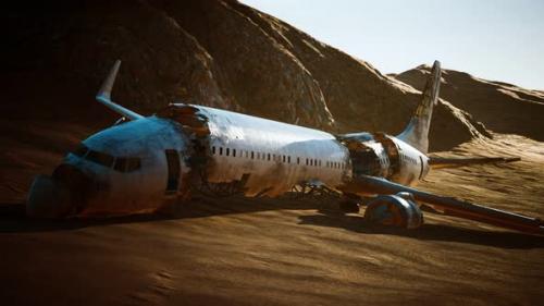 Videohive - Abandoned Crushed Plane in Desert - 36343486 - 36343486