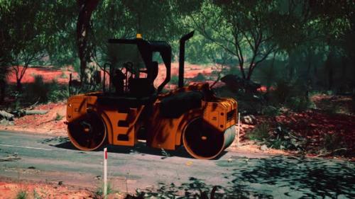 Videohive - Road Roller Tractor in the Forest - 36343659 - 36343659