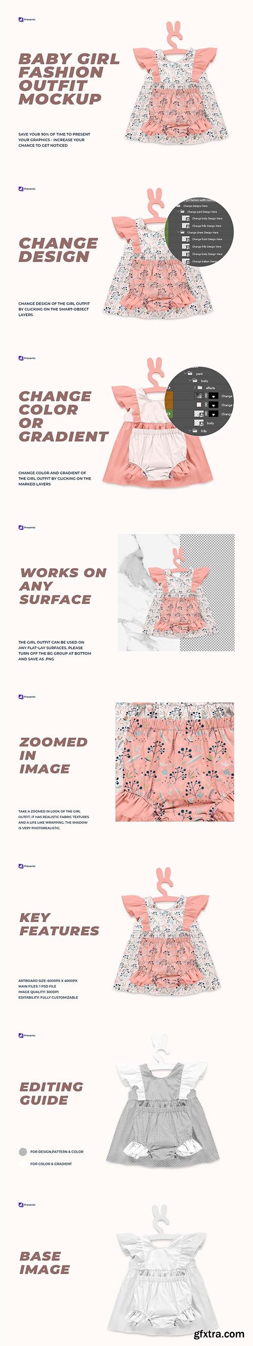 CreativeMarket - Baby Girl Fashion Outfit Mockup 6884881