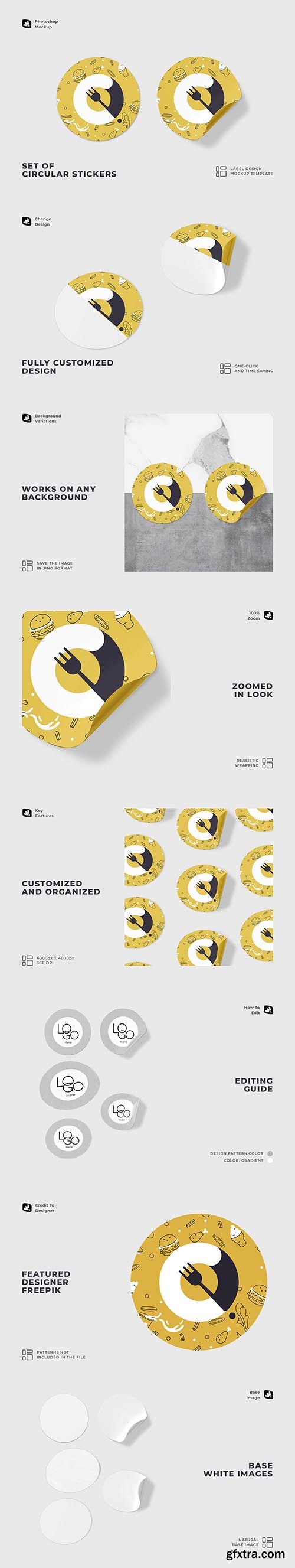 CreativeMarket - Set Of Circular Stickers Mockup 6890033