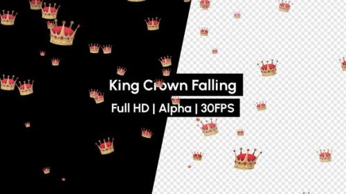 Videohive - Golden Red King Crown Falling With Alpha - 36379550 - 36379550